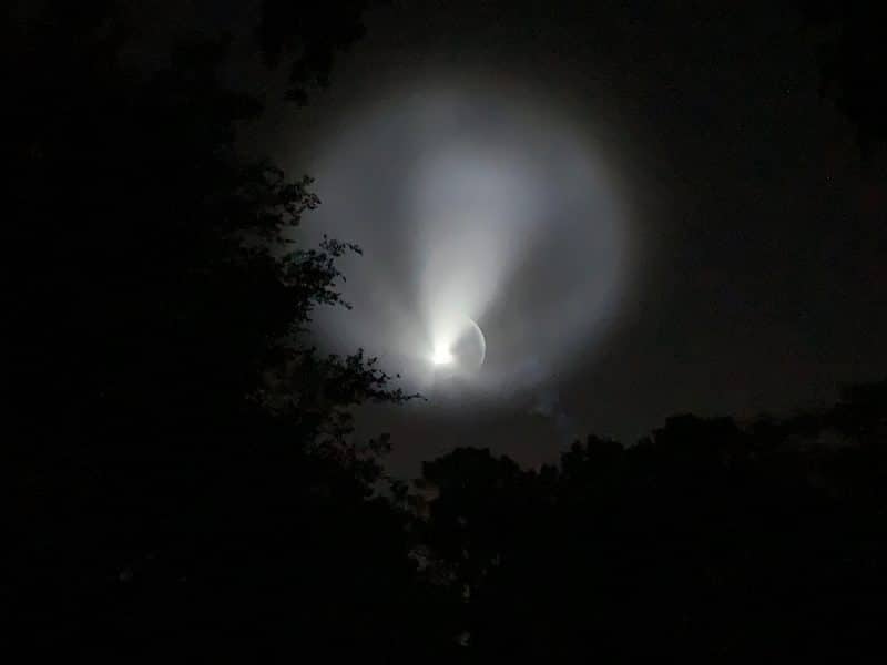 Spacex Launch viewed from Winter Haven FL 4-23-21 5 AM Perfect lighting conditions, with supersonic shock wave visible
