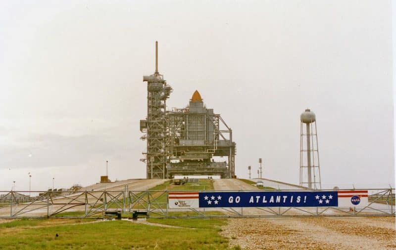 Shuttle Atlantis on pad,